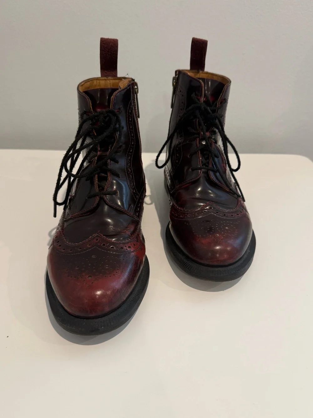 Dr. Marten’s Women’s Oxblood Wingtip Leather Lace-Up Boots - Picture 3 of 4